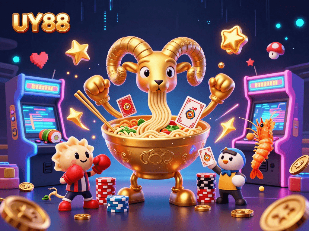 Experience the excitement at UY88 with vibrant 3D characters battling for casino wins.