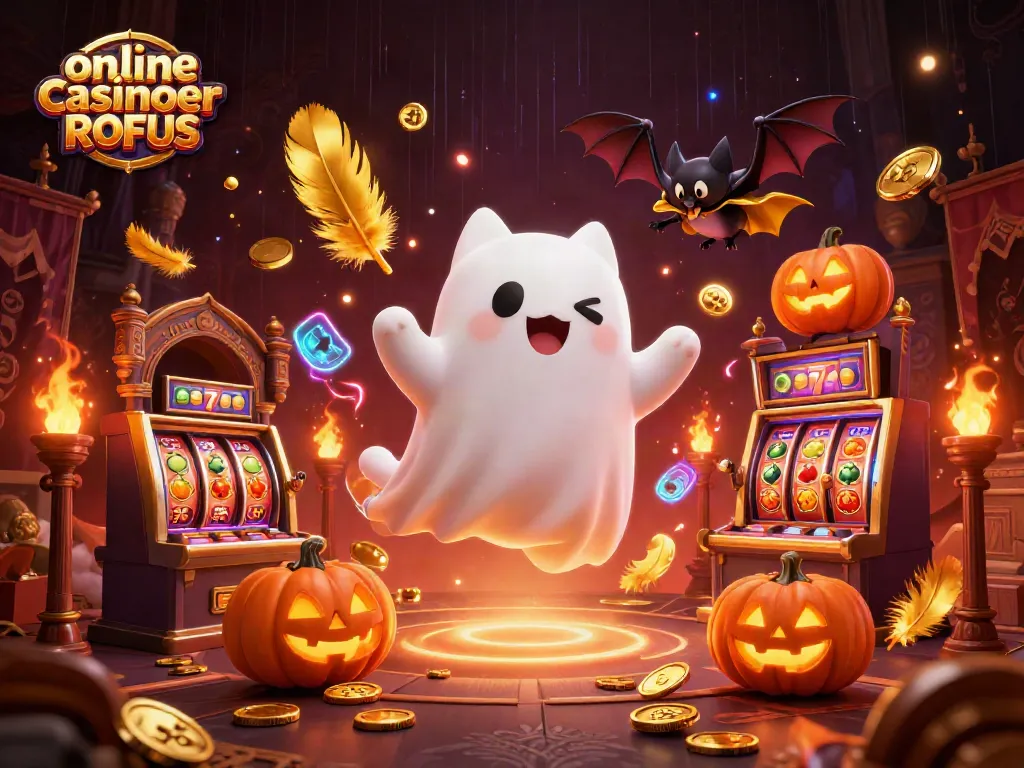 Engage with online casinoer uden ROFUS featuring a ghost cat and vampire bat in a haunted casino