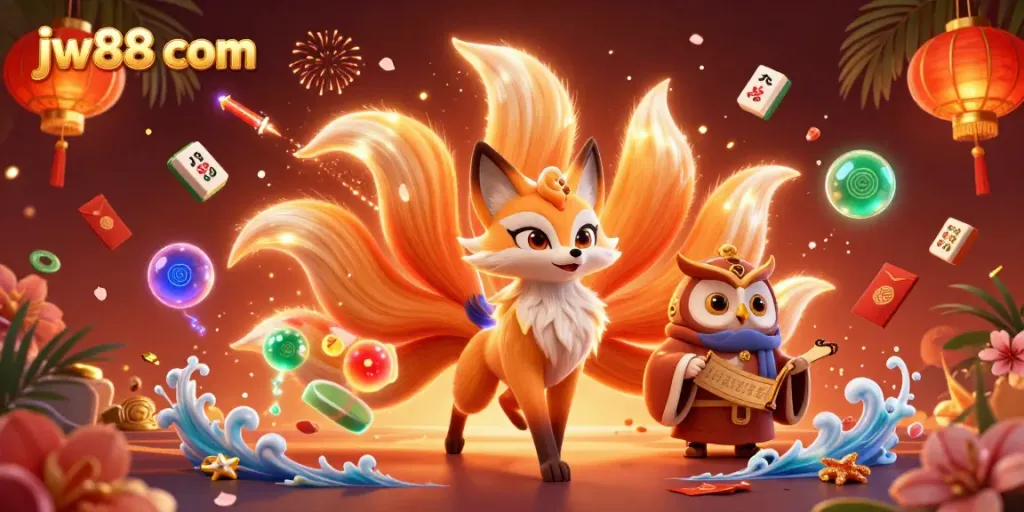 Experience high-energy gaming with jw88 com in this vibrant 3D casino illustration featuring animated characters.