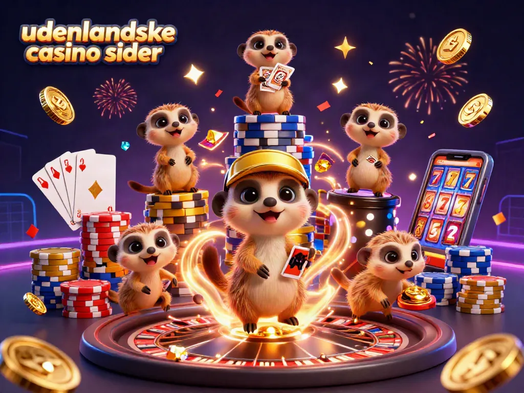 Experience the excitement at udenlandske casino sider with lively meerkats amidst a vibrant casino.