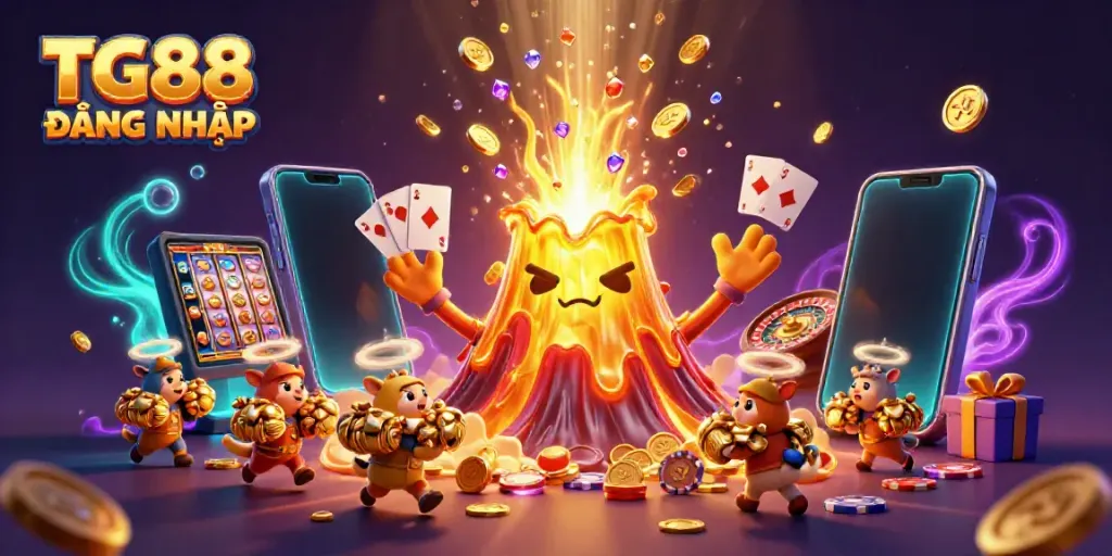 Play exhilarating games at TG88 ĐĂNG NHẬP with a vibrant illustration showcasing excitement and winning moments.