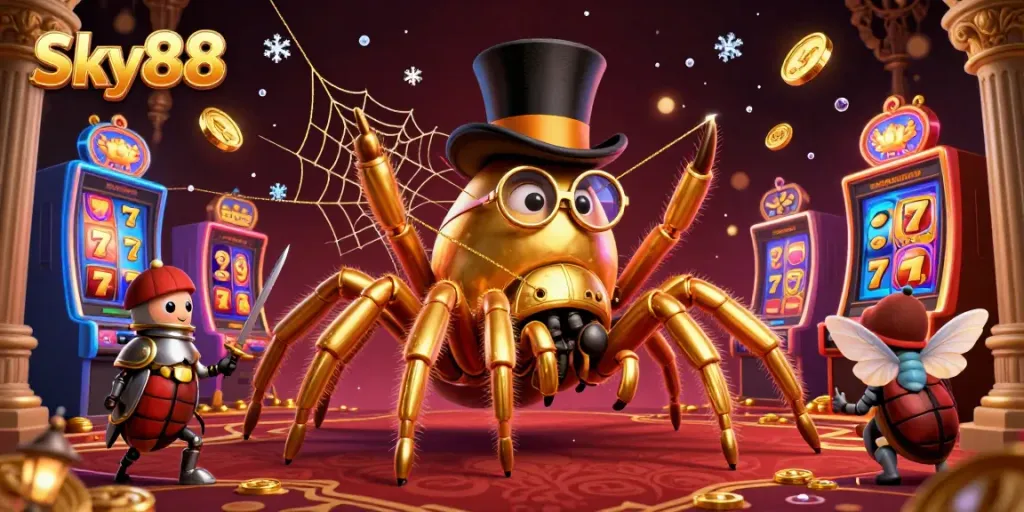 Experience thrilling gameplay with Sky88 as the golden tarantula weaves exciting casino adventures.